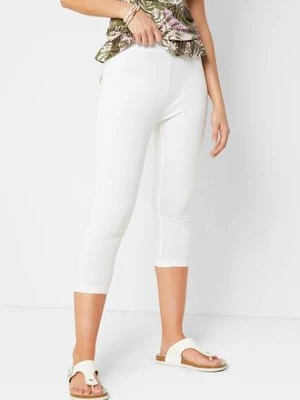 Legginsy rybaczki z wygodną talią BonPrix biały