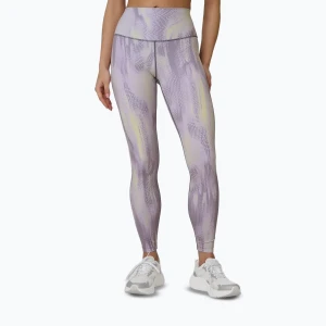 Legginsy treningowe damskie 4F Solar Punk FNK F454 light yellow allover