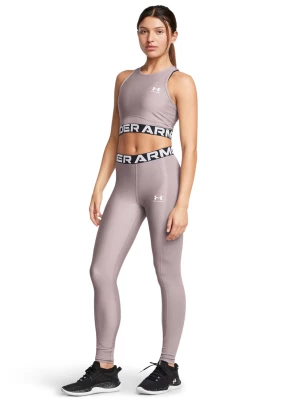 Legginsy treningowe damskie Under Armour Heatgear Rib Legging - beżowe