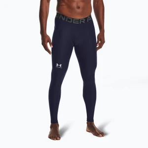 Legginsy treningowe męskie Under Armour HeatGear midnight navy / white Granatowy