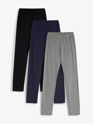 Legginsy z elastycznej bawełny organicznej (3 pary) BonPrix czarny