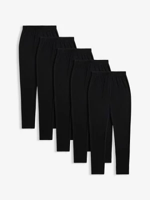 Legginsy z elastycznej bawełny organicznej (5 par) BonPrix czarny