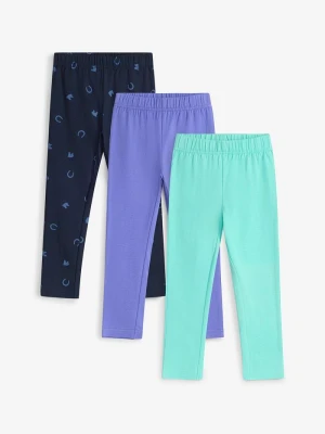 Legginsy z elastycznej mieszanki bawełny organicznej (3 pary) BonPrix niebieski