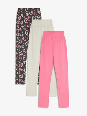 Legginsy z elastycznej mieszanki bawełny organicznej (3 pary) BonPrix szary