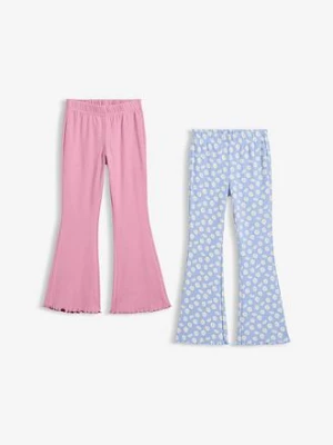 Legginsy z prążkowanego materiału, rozszerzone nogawki (2 szt.) bonprix