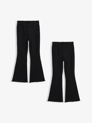 Legginsy z prążkowanego materiału, rozszerzone nogawki (2 szt.) bonprix