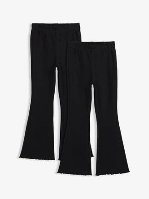 Legginsy z prążkowanego materiału, rozszerzone nogawki (2 szt.) BonPrix czarny