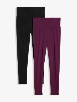 Legginsy z wysokim stanem (zestaw 2 par) BonPrix czarny