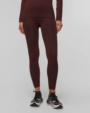 Leginsy biegowe damskie X-Bionic Xceed Run Long Tights bordowe