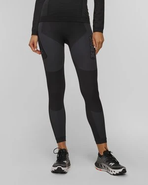 Leginsy Biegowe Damskie X-bionic Xceed Run Long Tights Czarno-szare