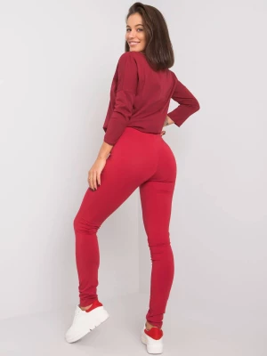 Leginsy legginsy bordowy sportowy casual nogawka zwężana Basic feel good