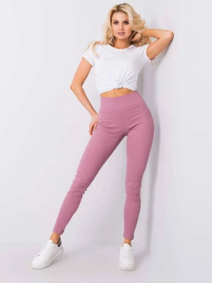 Leginsy legginsy ciemny różowy casual sportowy nogawka zwężana materiał prążkowany Basic feel good