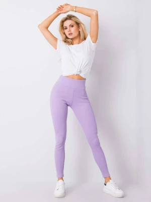 Leginsy legginsy jasny fioletowy casual sportowy nogawka zwężana materiał prążkowany Basic feel good