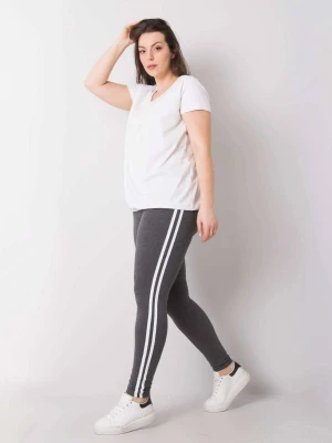 Leginsy legginsy plus size ciemny szary sportowy nogawka zwężana lampasy Basic feel good