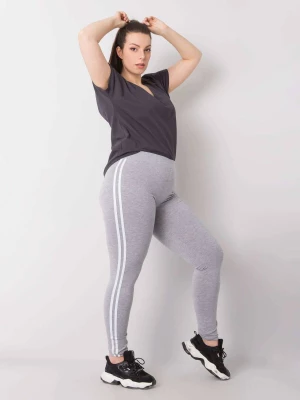 Leginsy legginsy plus size szary sportowy nogawka zwężana lampasy Basic feel good