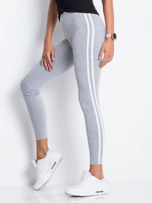 Leginsy legginsy szary casual sportowy nogawka zwężana lampasy Basic feel good