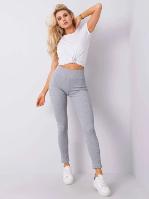 Leginsy legginsy szary casual sportowy nogawka zwężana materiał prążkowany Basic feel good