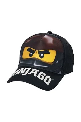Lego czapka z daszkiem bawełniana dziecięca kolor czarny z nadrukiem
