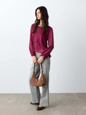 Lejąca bluzka z falbanami purpurowy - Teen - - MANGO TEEN