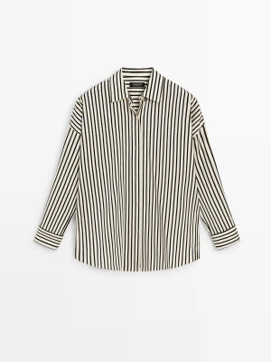 Lejąca Koszula W Paski - Biały - Massimo Dutti - Female
