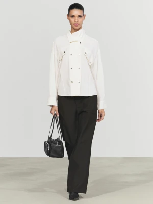 Lejąca Koszula Z Detalem Zapięcia Na Guziki - Surowy - Massimo Dutti - Female