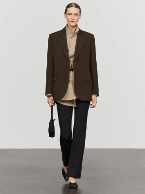 Marynarka Z Mieszanki Wełny Total Look - Brązowy - Massimo Dutti - Female