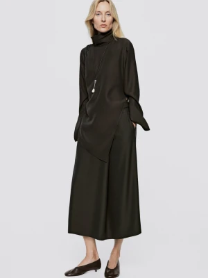 Lejąca Spódnica Midi Z Detalem W Talii − Limited Edition - Szarawozielony - Massimo Dutti - Female