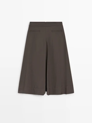 Lejąca Spódnica Midi Z Zakładką - Brązowy - Massimo Dutti - Female