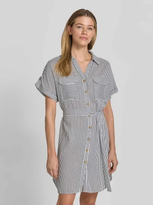 Lejąca sukienka casualowa z czystej wiskozy model 'BUMPY' Vero Moda Ciemnoniebieski
