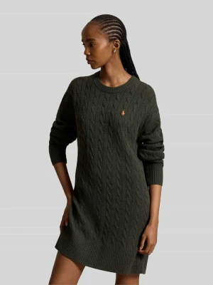Lejąca sukienka casualowa z mieszanki wełny i kaszmiru Polo Ralph Lauren Oliwkowy
