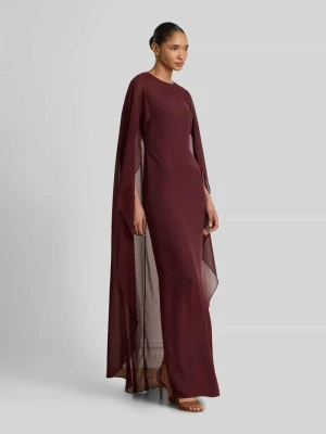 Lejąca sukienka wieczorowa z detalem peleryny Lauren Ralph Lauren Bordowy