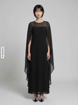 Lejąca sukienka wieczorowa z detalem peleryny Lauren Ralph Lauren Czarny