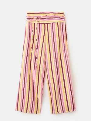 Lejące spodnie w łączone paski musztardowy - Dziewczyna - - MANGO TEEN