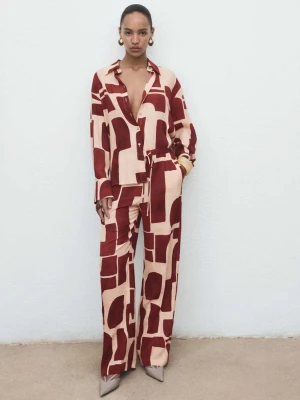 Lejące spodnie z geometrycznym wzorem kremowy / écru - Kobieta - - MANGO