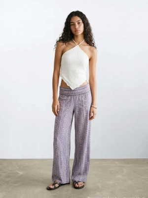 Lejące wzorzyste spodnie jasny/pastelowa purpura - Teen - - MANGO TEEN