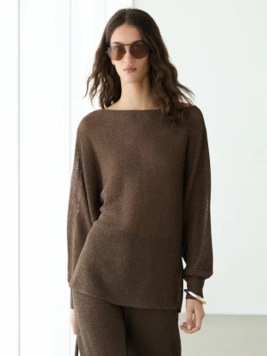 Dzianinowy Sweter Z Bawełną - Brązowy - - Massimo Dutti - Kobieta