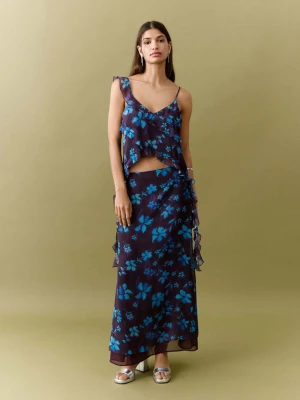 Lejący top z falbankami purpurowy - Teen - - MANGO TEEN