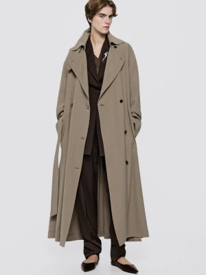 Lejący Trencz Z Wełną - Limited Edition - Piaskowy - Massimo Dutti - Female