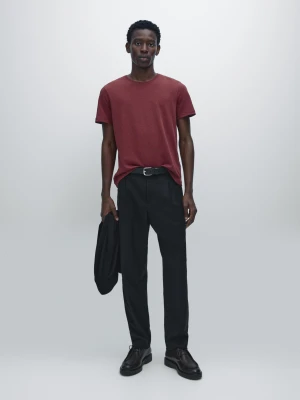 Zdjęcie produktu Lekka Bawełniana Melanżowa Koszulka Z Krótkim Rękawem - Śliwkowy - - Massimo Dutti - Mężczyzna