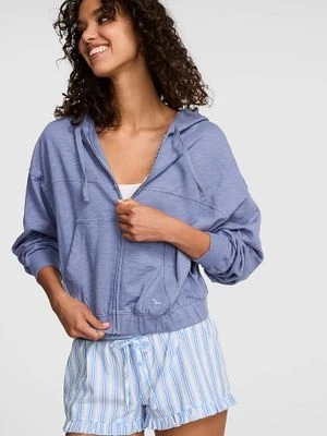 Lekka bluza z kapturem na zamek Victoria's Secret Niebieski