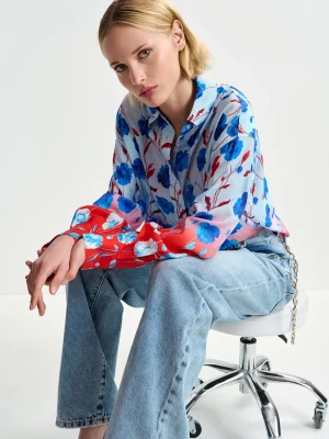 LEKKA KOSZULA OVERSIZE TIE-DYE W KWIATY ESSENTIEL ANTWERP