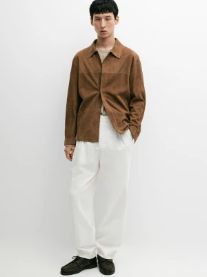 Lekka Koszula Wierzchnia Ze Skórzanego Zamszu - Brązowy - Massimo Dutti - Male