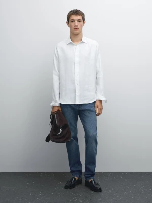 Lekka Koszula Z Diagonalu O Kroju Regular Fit - Biały - - Massimo Dutti - Mężczyzna