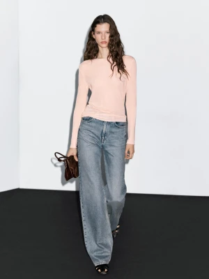 Lekka Koszulka Z Długim Rękawem - Roż Past - - Massimo Dutti - Kobieta