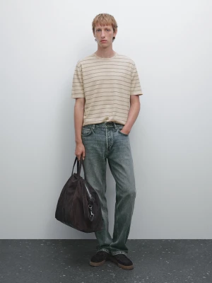 Lekka Koszulka Z Dzianiny W Paski - Surowy - - Massimo Dutti - Male