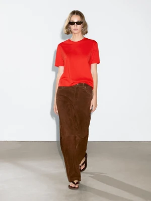 Lekka Koszulka Ze 100% Bawełny - Czerwony - - Massimo Dutti - Kobieta