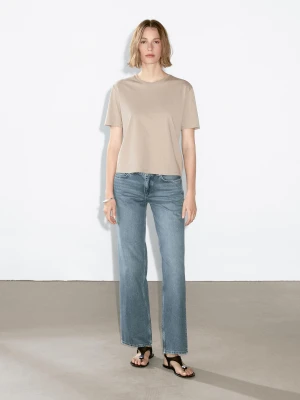 Lekka Koszulka Ze 100% Bawełny - Jansy Khaki - - Massimo Dutti - Kobieta