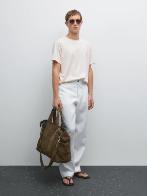 Lekka Koszulka Ze 100% Bawełny - Piaskowy - - Massimo Dutti - Mężczyzna