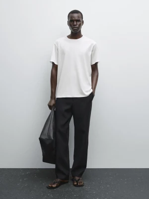 Lekka Koszulka Ze 100% Bawełny - Biały Złamany - - Massimo Dutti - Mężczyzna