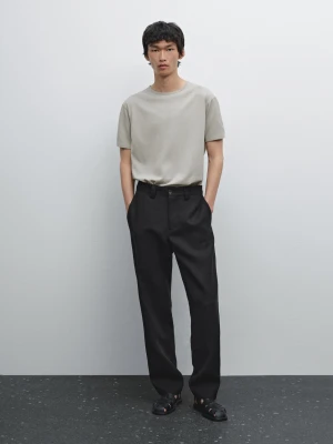 Lekka Koszulka Ze 100% Bawełny - Szary - - Massimo Dutti - Mężczyzna